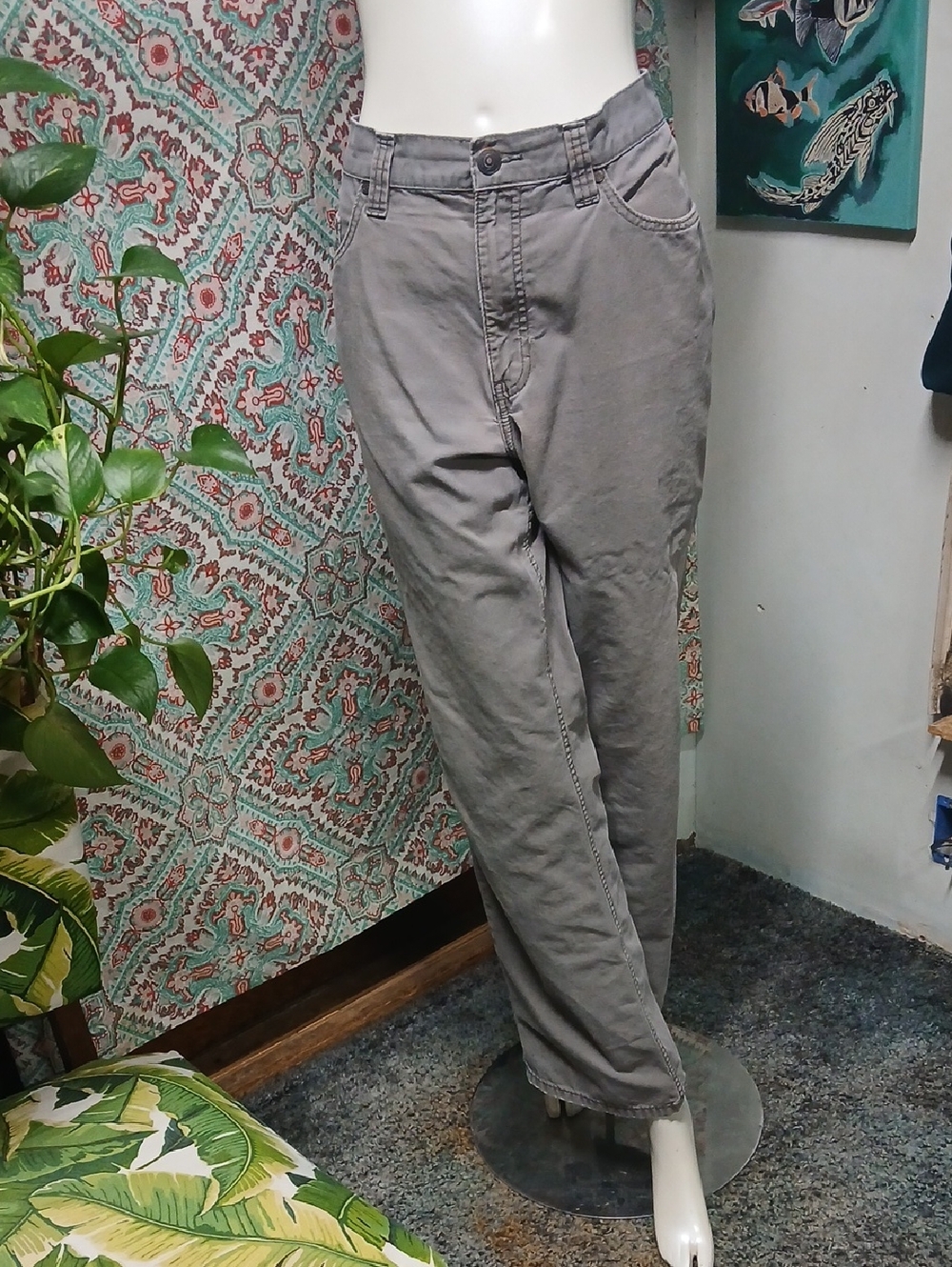 Blue Mountain Men's Grey Cotton Canvas Pants, Size 38 X 34